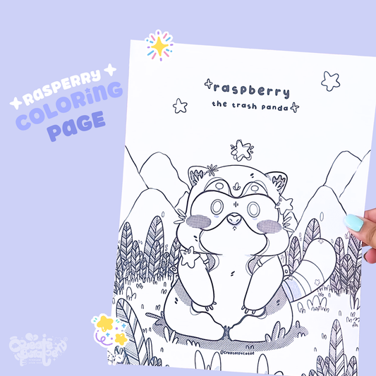 Raspberry the Trash Panda Coloring Pages | digital download & printable