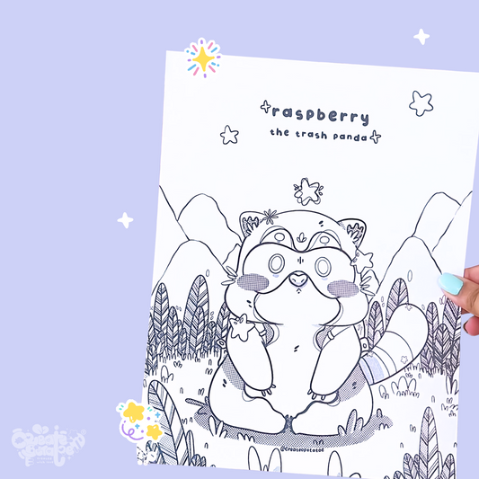 Raspberry the Trash Panda Coloring Pages | digital download & printable