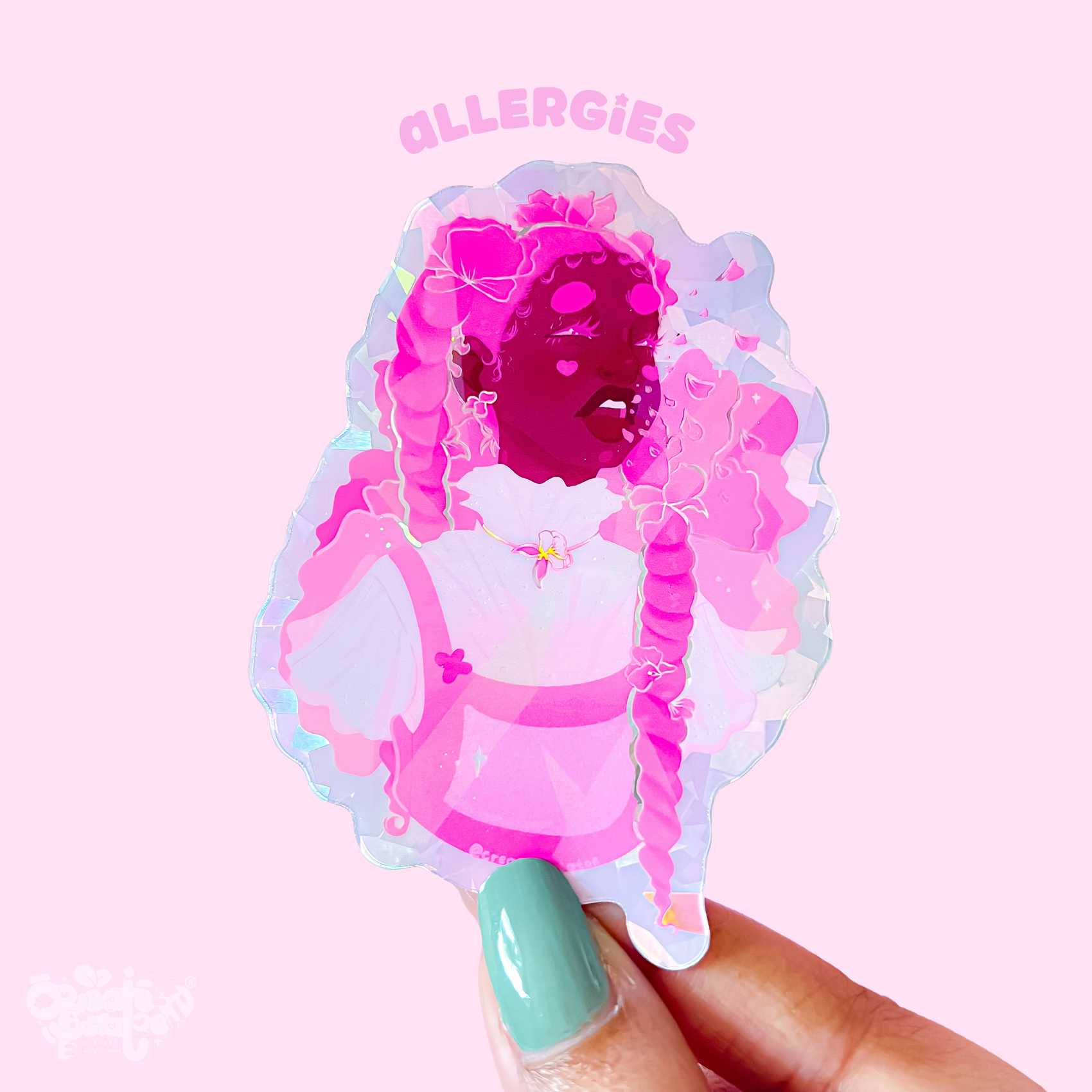 Allergies | Prism Sticker | Kawaii Black Girl Die-Cut Vinyl Sticker
