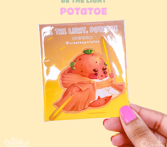 Be The Light, Potatoe Sticker | Kawaii Die-Cut Vinyl Decal