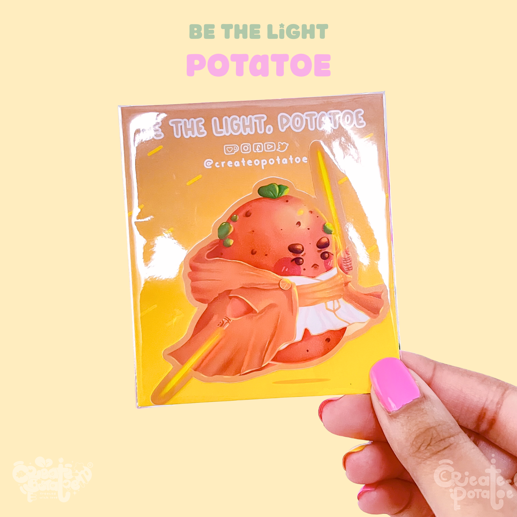 Be The Light, Potatoe Sticker | Kawaii Die-Cut Vinyl Decal