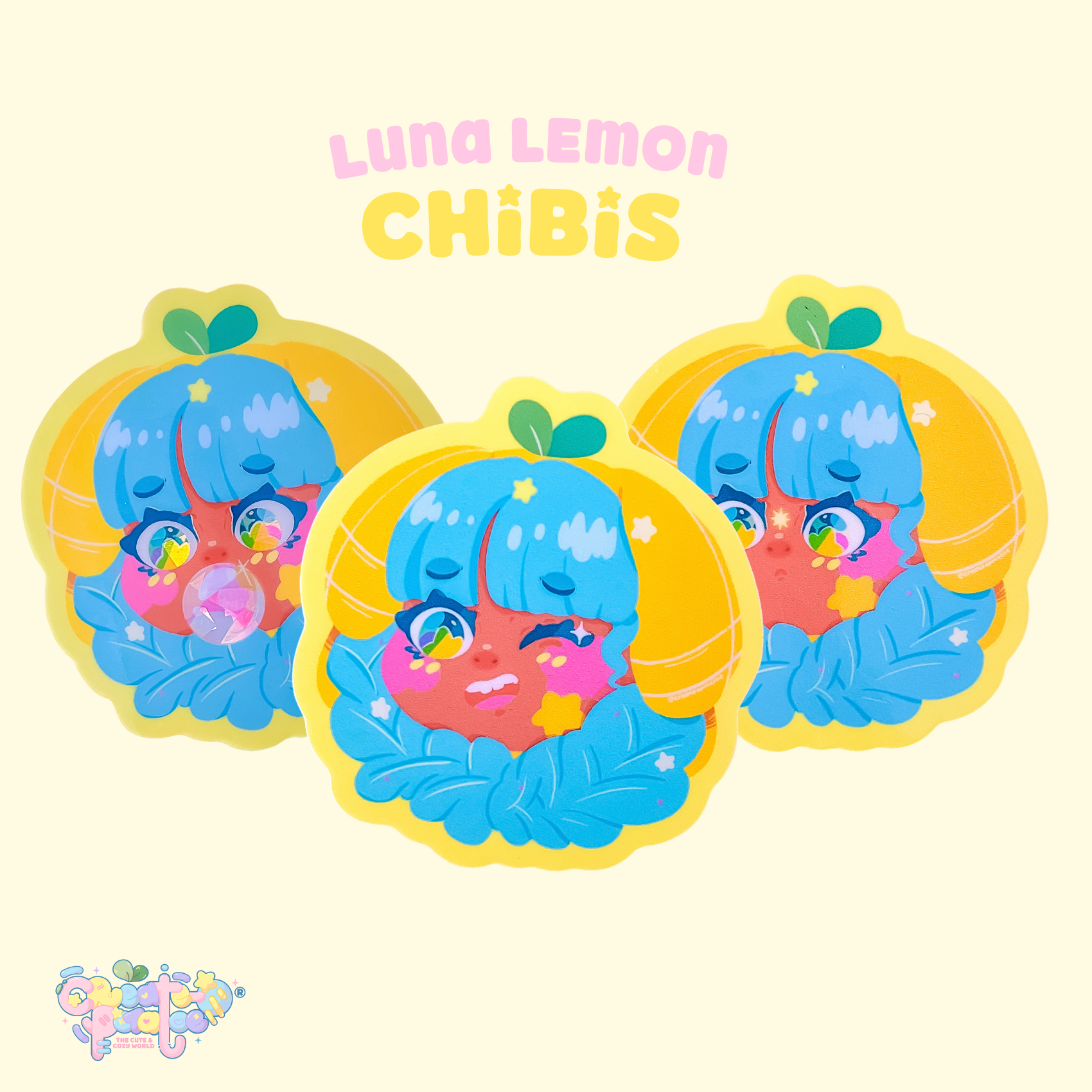 Chibi Luna Lemon matte sticker | Kawaii Black Girl Die-Cut Vinyl Decal