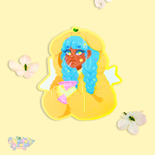 LUNA LEMON | Matte Sticker | Kawaii Black Girl Die-Cut Vinyl Decal