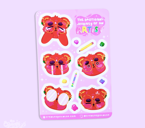 The Emotional Journey of An Artist | Matte Vinyl Kawaii Decal Sticker Sheet