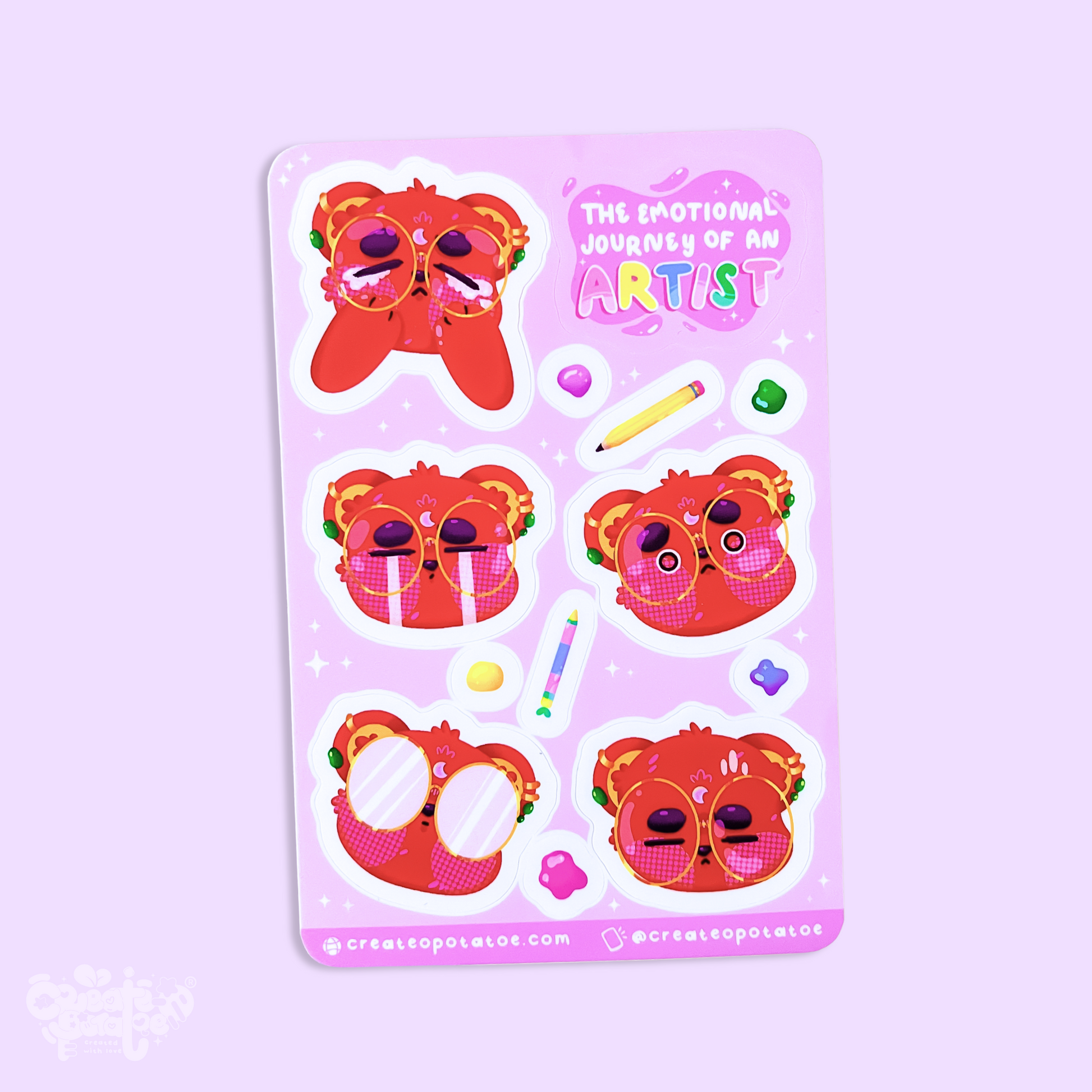 The Emotional Journey of An Artist | Matte Vinyl Kawaii Decal Sticker Sheet