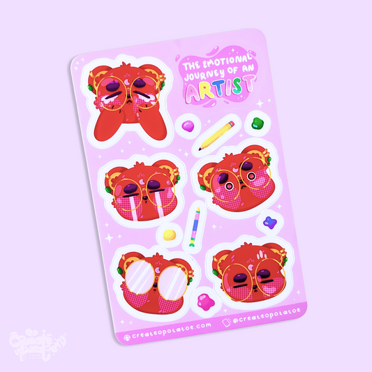The Emotional Journey of An Artist | Matte Vinyl Kawaii Decal Sticker Sheet