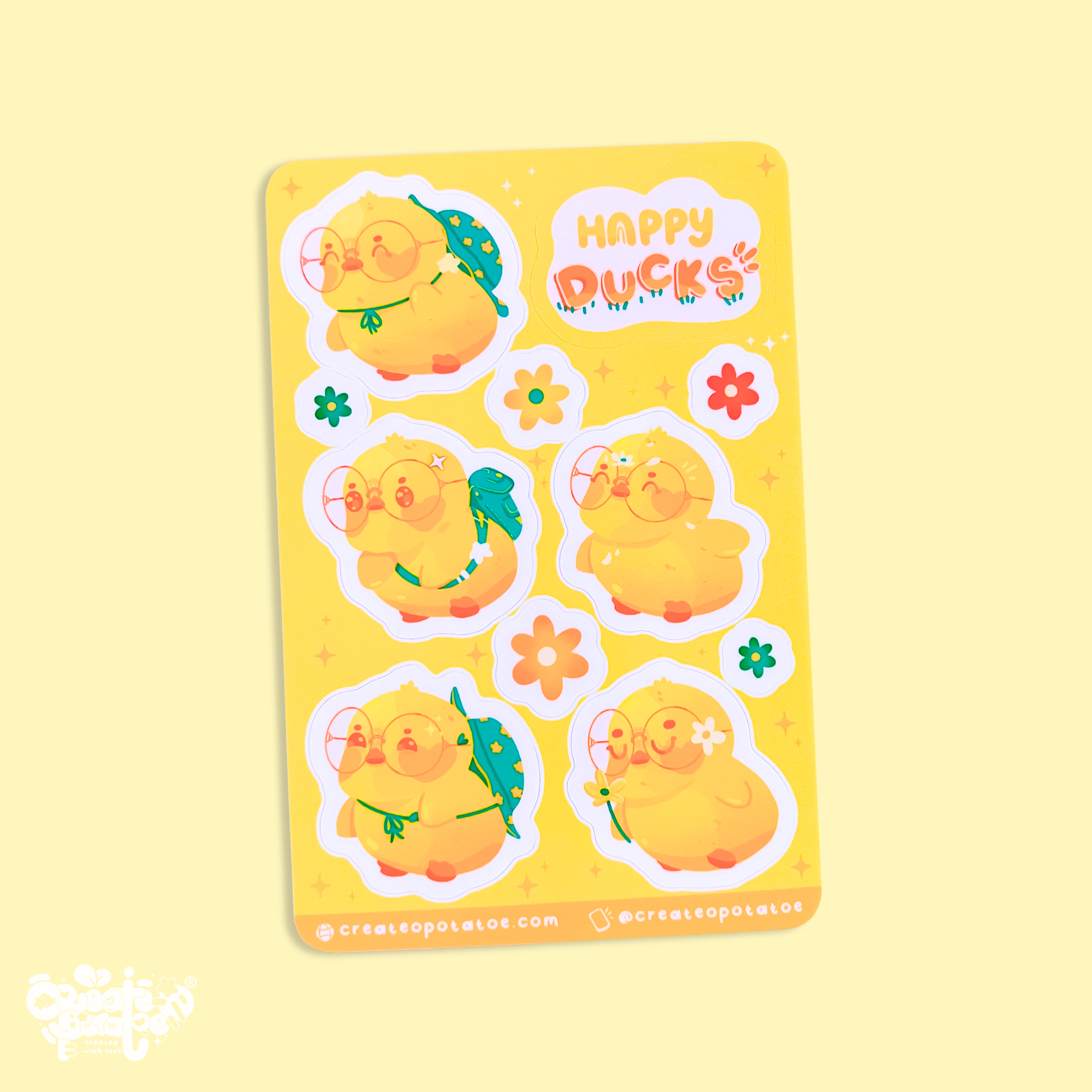 Happy Ducks Sticker Sheet | Kawaii Ducks Die-Cut Vinyl Decal