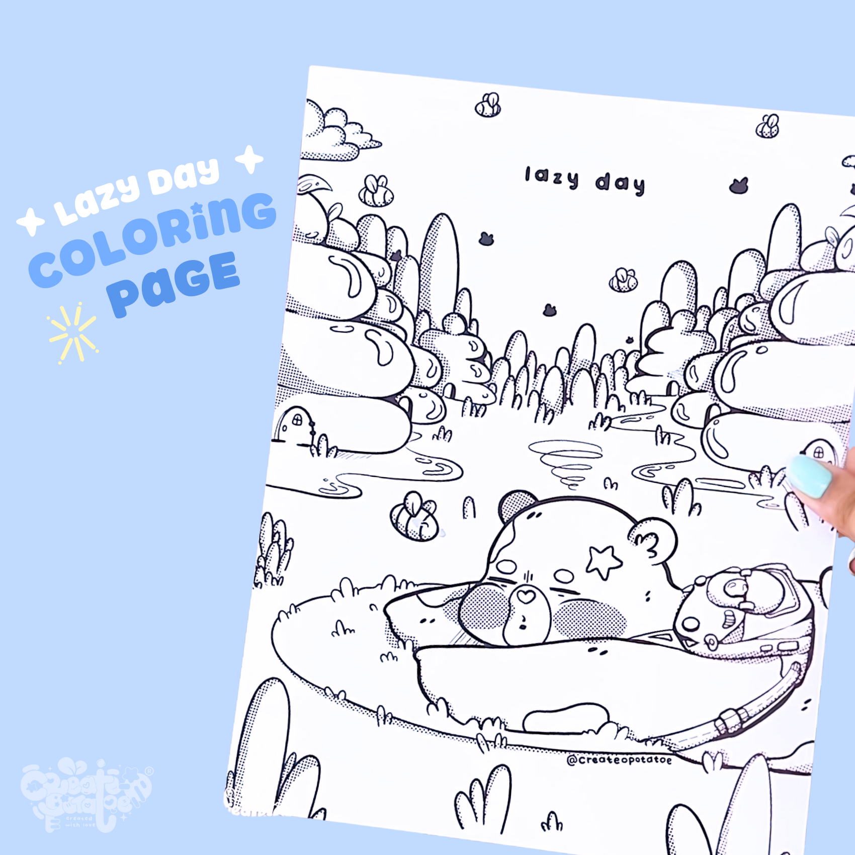 Lazy Day Coloring Pages | Printable & Digital Download