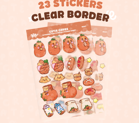 Cutie Carbs | Clear Sticker Sheet | Die-Cut Vinyl Decal