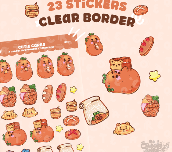 Cutie Carbs | Clear Sticker Sheet | Die-Cut Vinyl Decal