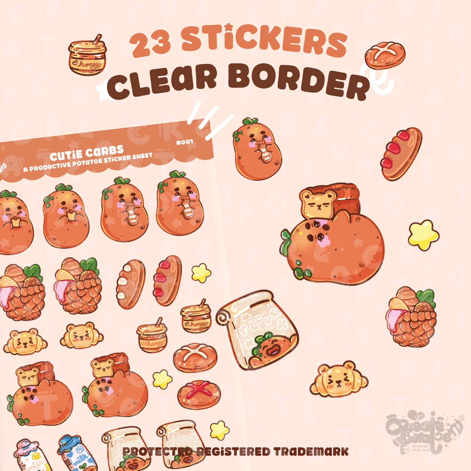 Cutie Carbs | Clear Sticker Sheet | Die-Cut Vinyl Decal