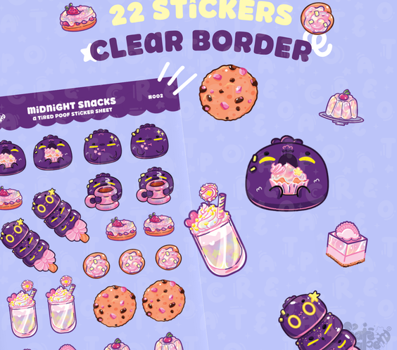 Midnight Snacks | Clear Sticker Sheet | Die-Cut Vinyl Decal