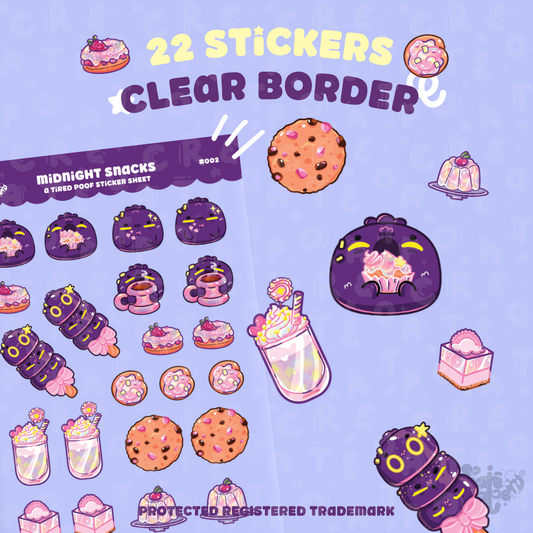 Midnight Snacks | Clear Sticker Sheet | Die-Cut Vinyl Decal