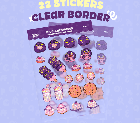 Midnight Snacks | Clear Sticker Sheet | Die-Cut Vinyl Decal