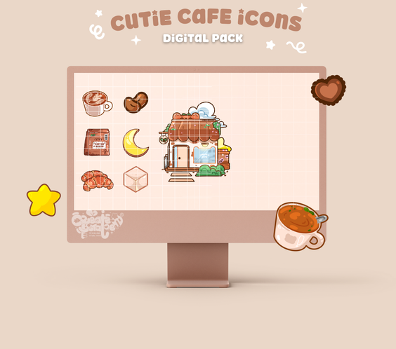 Cutie Cafe icons | iOS, iPadOS, & android | desktop, tablet & phone