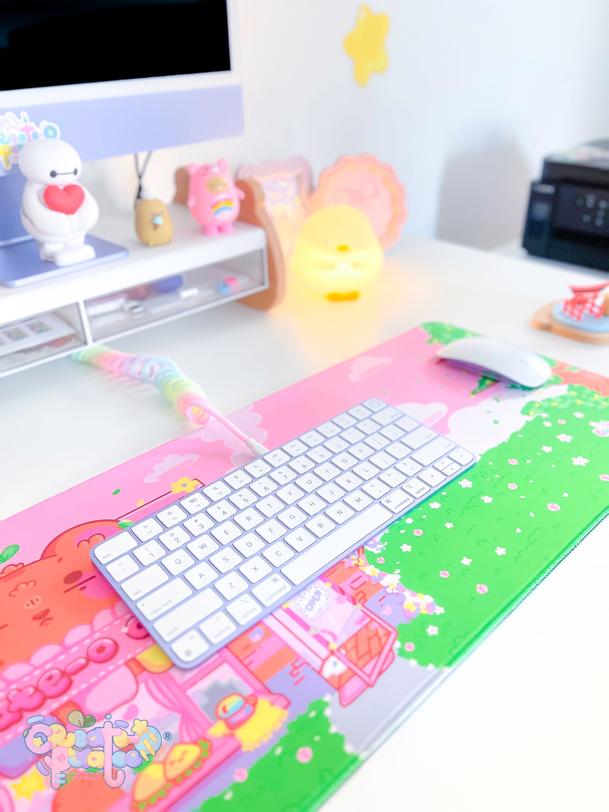 Create-O Cafe Deskmat | Kawaii Gaming Desk Pad | Cafe Theme