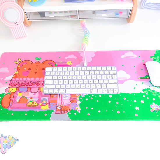 Create-O Cafe Deskmat | Kawaii Gaming Desk Pad | Cafe Theme