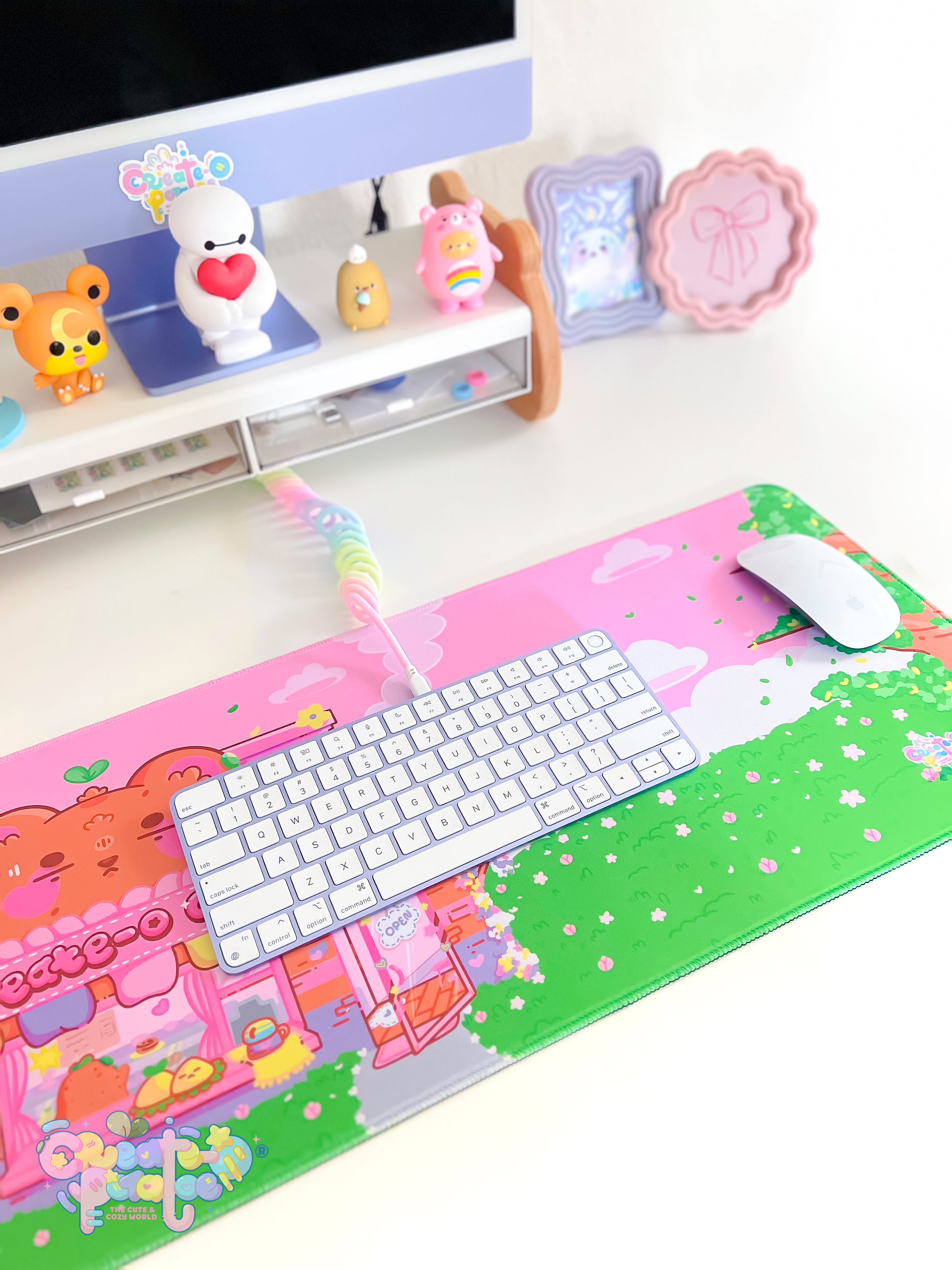 Create-O Cafe Deskmat | Kawaii Gaming Desk Pad | Cafe Theme