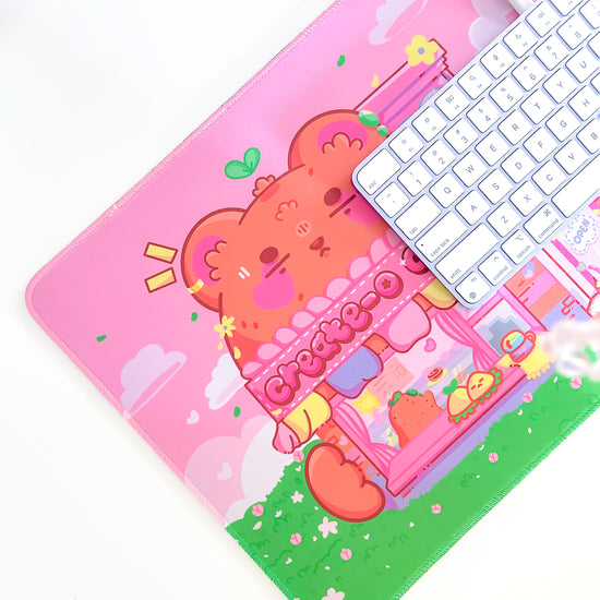 Create-O Cafe Deskmat | Kawaii Gaming Desk Pad | Cafe Theme