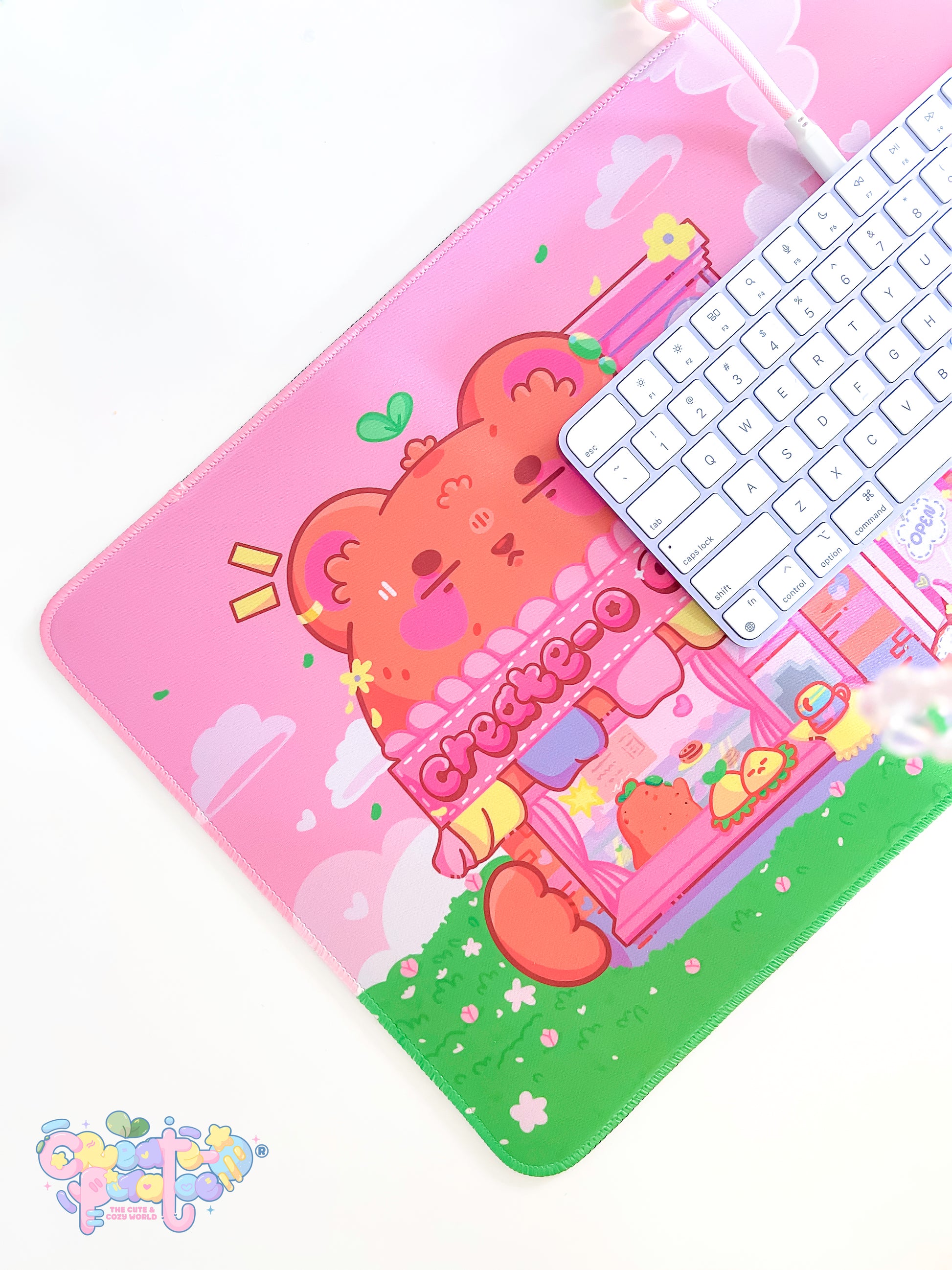 Create-O Cafe Deskmat | Kawaii Gaming Desk Pad | Cafe Theme
