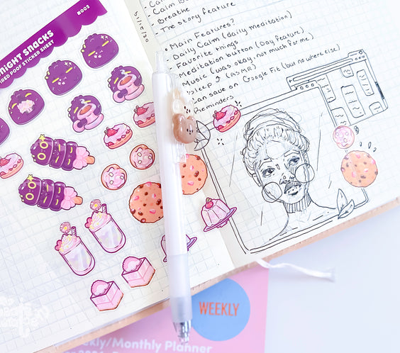 Midnight Snacks | Clear Sticker Sheet | Die-Cut Vinyl Decal