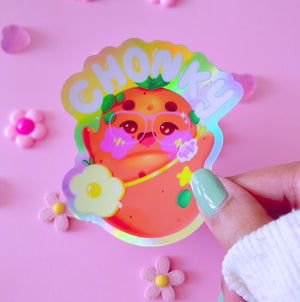 CHONKY Productive Potatoe Holographic Sticker | Kawaii Die-Cut Vinyl Decal