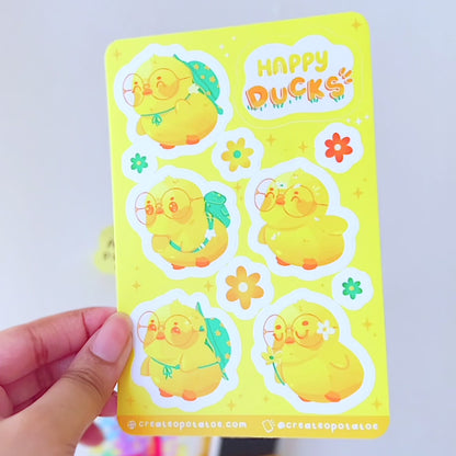 Happy Ducks Sticker Sheet | Kawaii Ducks Die-Cut Vinyl Decal