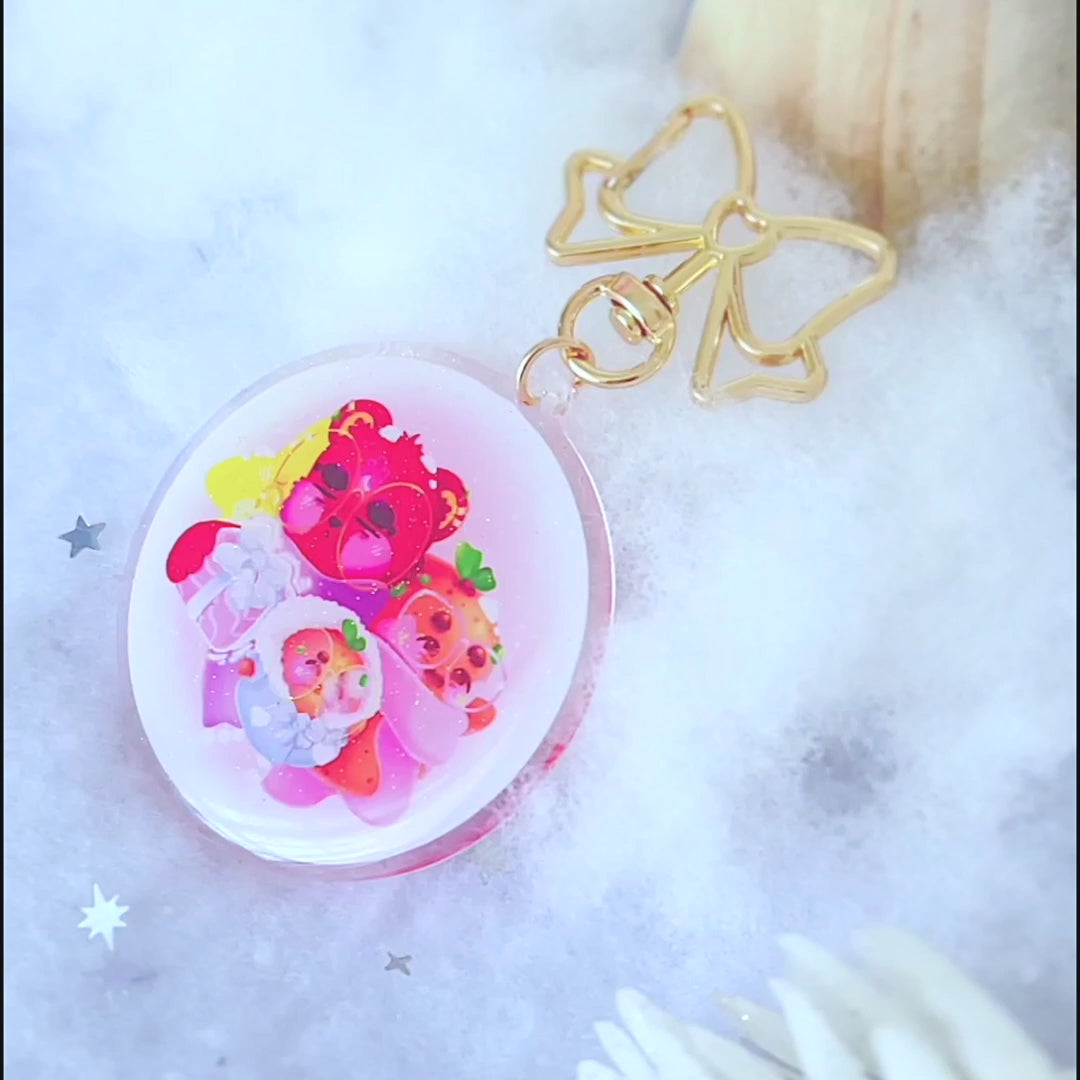 Happy Holidays Glitter Epoxy Acrylic Keychain | Kawaii Winter Office & Home Decor