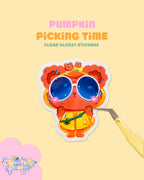 Pumpkin Picking Time | Clear Glossy Die-Cut Sticker