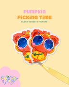 Pumpkin Picking Time | Clear Glossy Die-Cut Sticker
