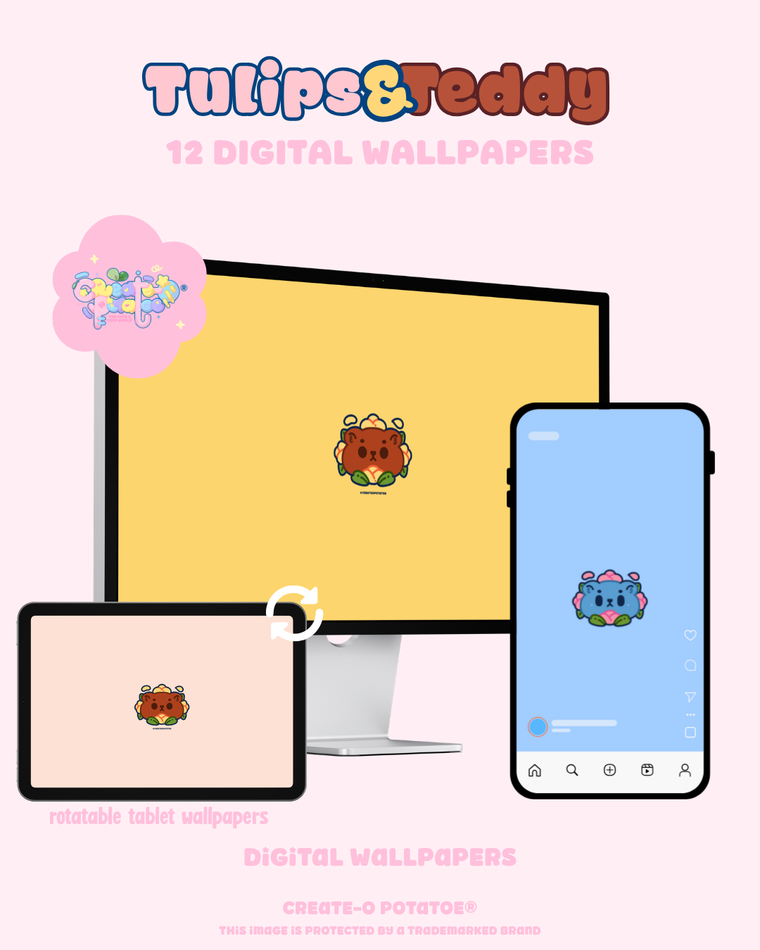 Tulips & Teddy | April Wallpapers