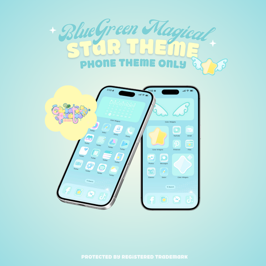 BlueGreen Magical Star Theme | Kawaii Magic Girl iOS, iPadOS, & android compatible