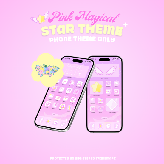 Pink Magical Star Theme | iOS, iPadOS, & android compatible