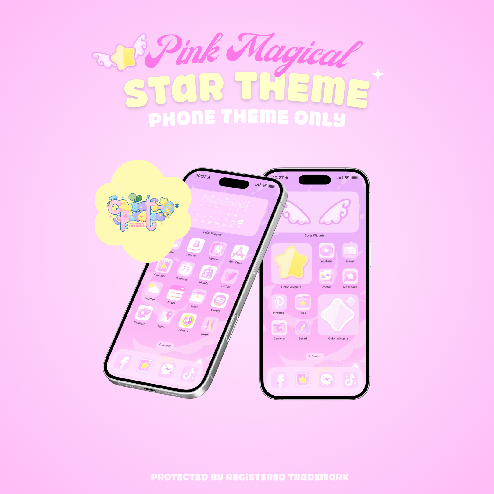 Pink Magical Star Theme | iOS, iPadOS, & android compatible