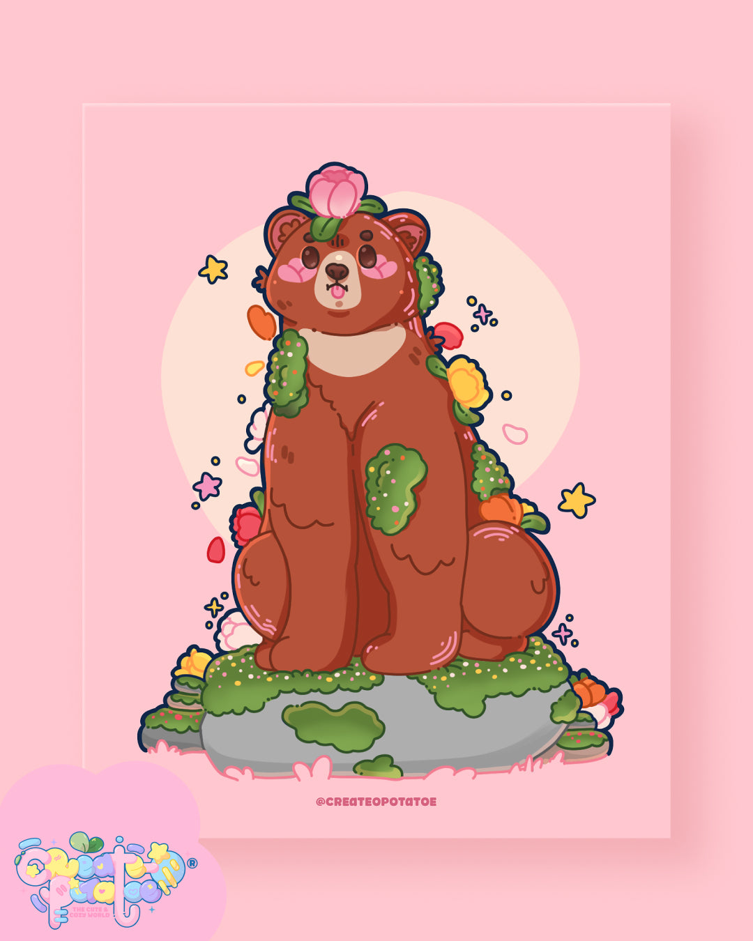 Tulips & Teddy | Satin Art Print | Office Decor & Home Decor