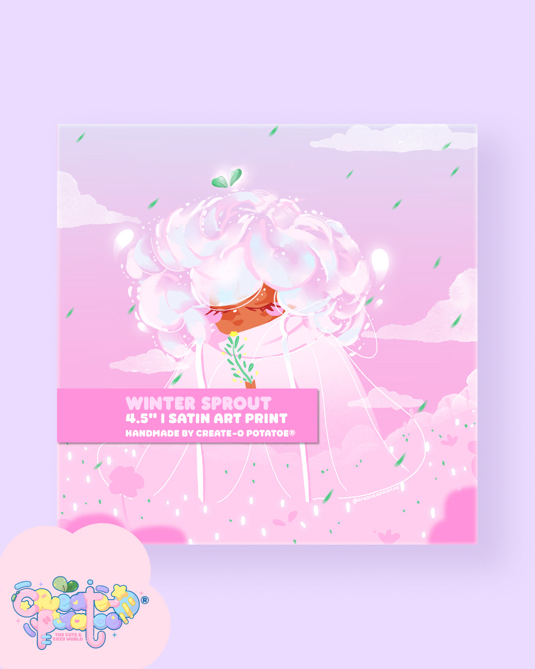 Winter Sprout | Winter Season Cozy Satin Art Print | Office & Home Decor