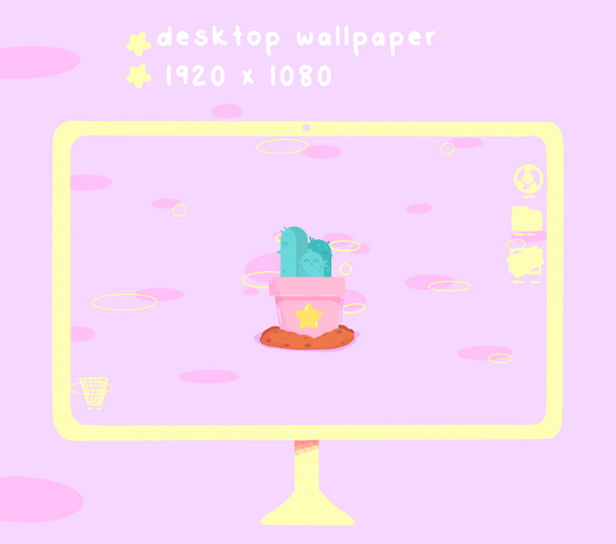 Kiki The Cactus Cute Digital Wallpapers | iOS, iPadOS, & android compatible