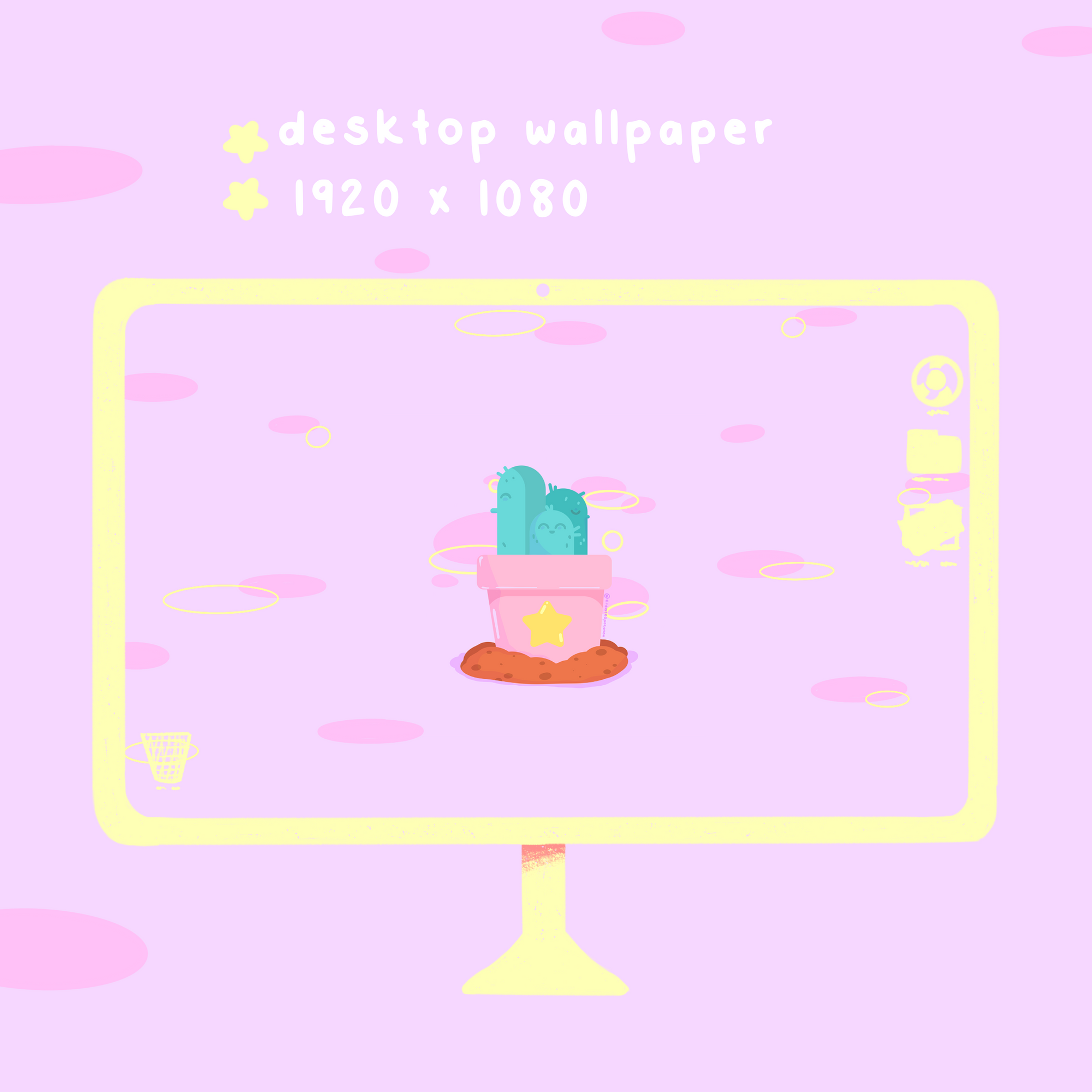 Kiki The Cactus Cute Digital Wallpapers | iOS, iPadOS, & android compatible