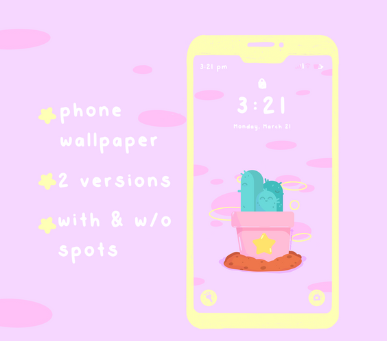 Kiki The Cactus Cute Digital Wallpapers | iOS, iPadOS, & android compatible