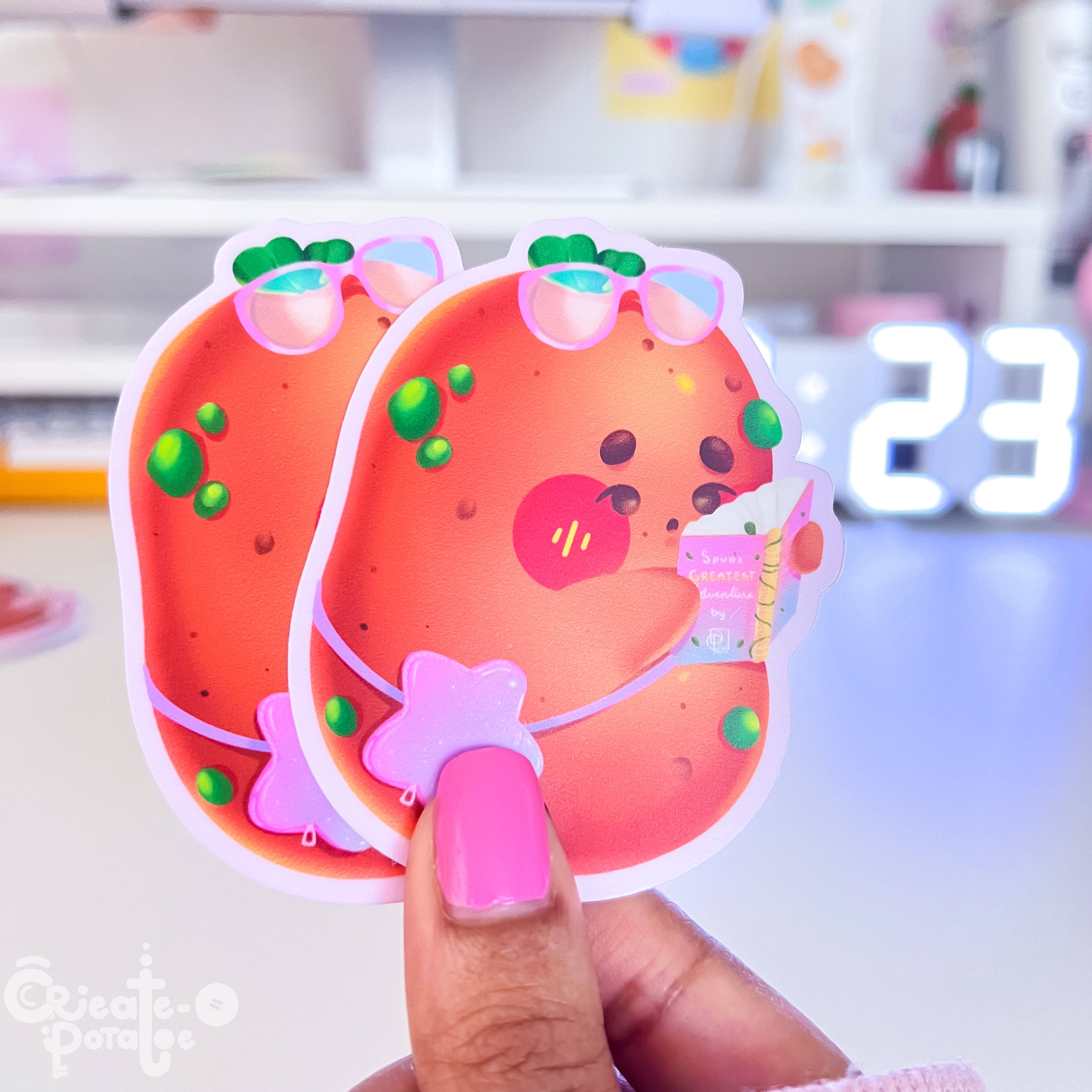 Bookworm Potatoe Sticker | Kawaii Die-Cut Vinyl Decal