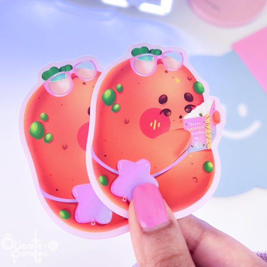 Bookworm Potatoe Sticker | Kawaii Die-Cut Vinyl Decal Sticker