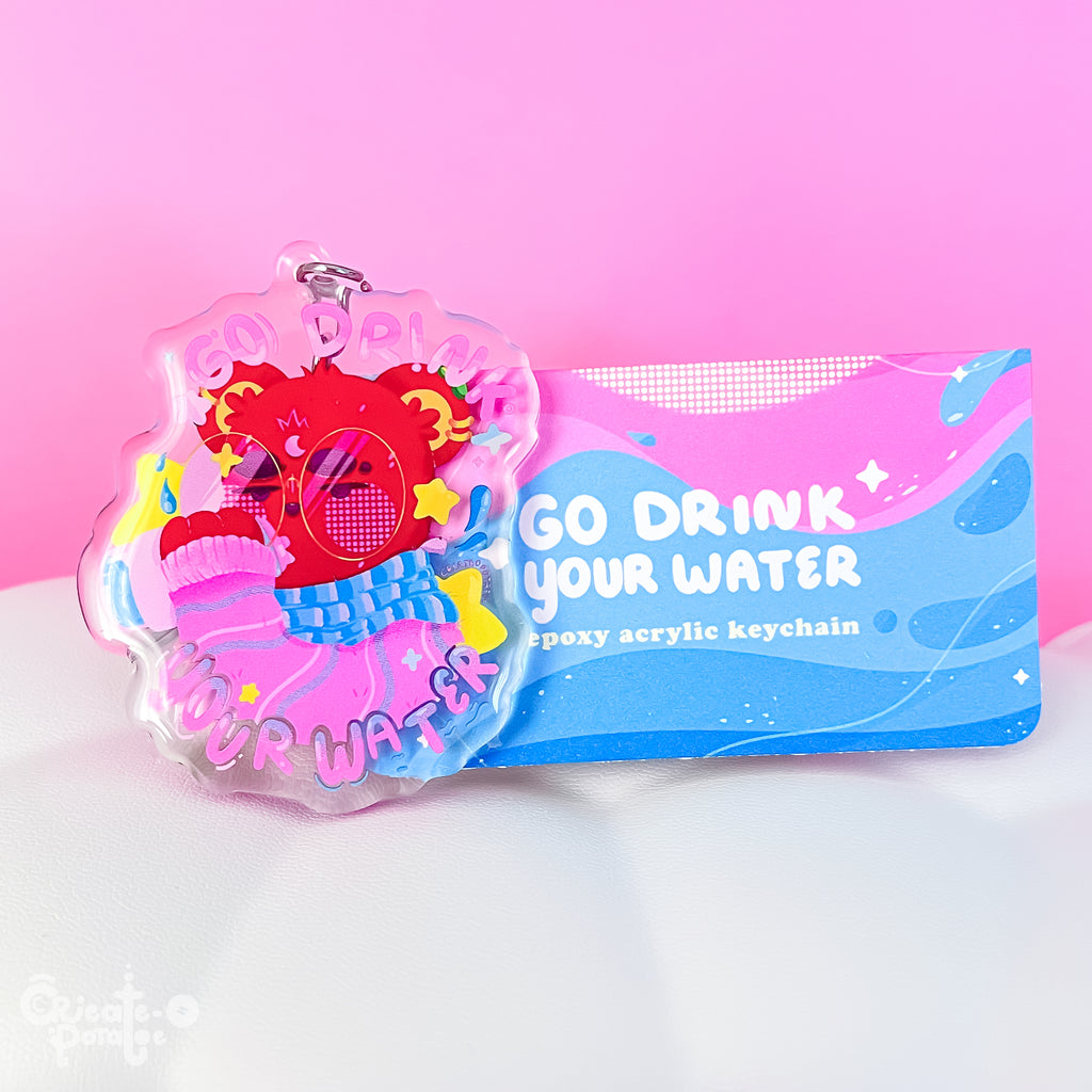 (seconds) Go Drink Your Water | Epoxy Acrylic Keychain