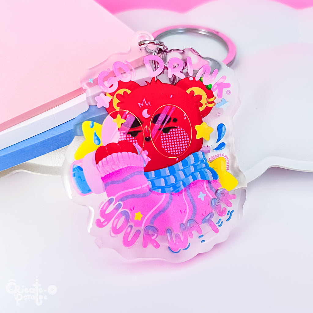(seconds) Go Drink Your Water | Epoxy Acrylic Keychain