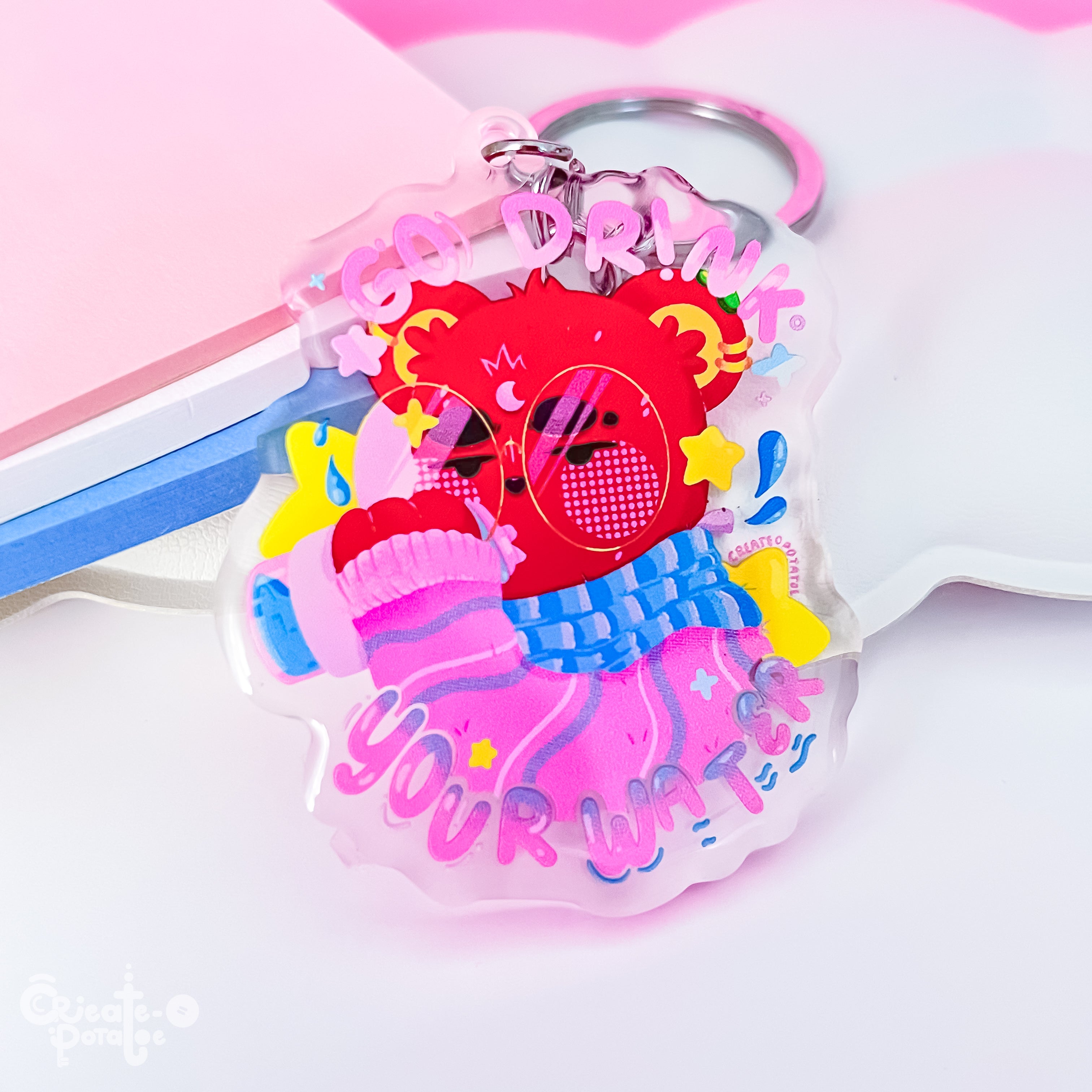 (seconds) Go Drink Your Water | Epoxy Acrylic Keychain