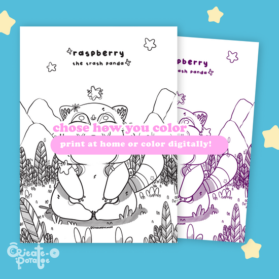 Raspberry the Trash Panda Coloring Pages | digital download & printable