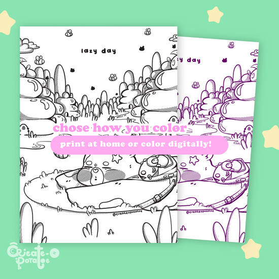 Lazy Day Coloring Pages | Printable & Digital Download