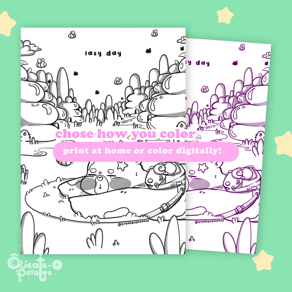 Lazy Day Coloring Pages | Printable & Digital Download