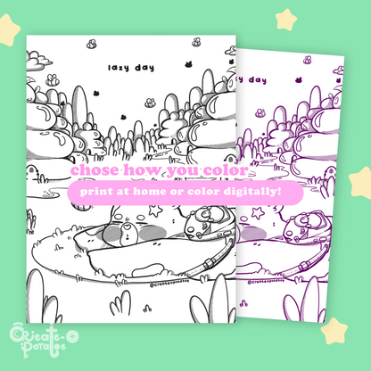 LAZY DAY | coloring pages, digital download