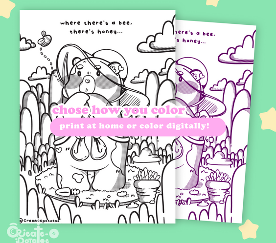 WHERE THERE'S A BEE, THERE'S HONEY | coloring pages, digital download