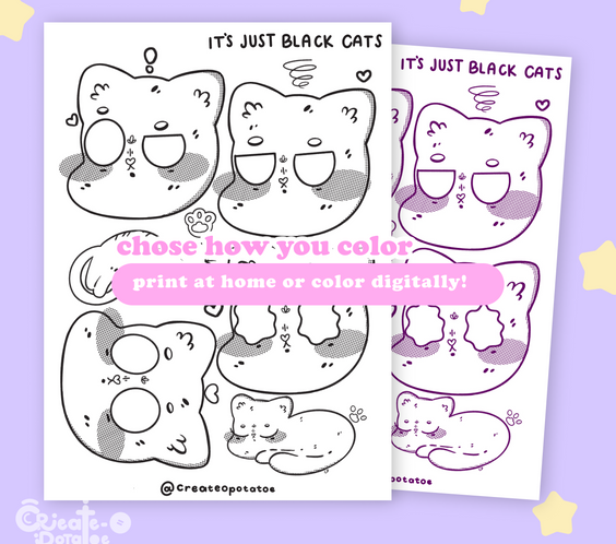 It's Just Black Cats Coloring Pages | Printable & Digital Download